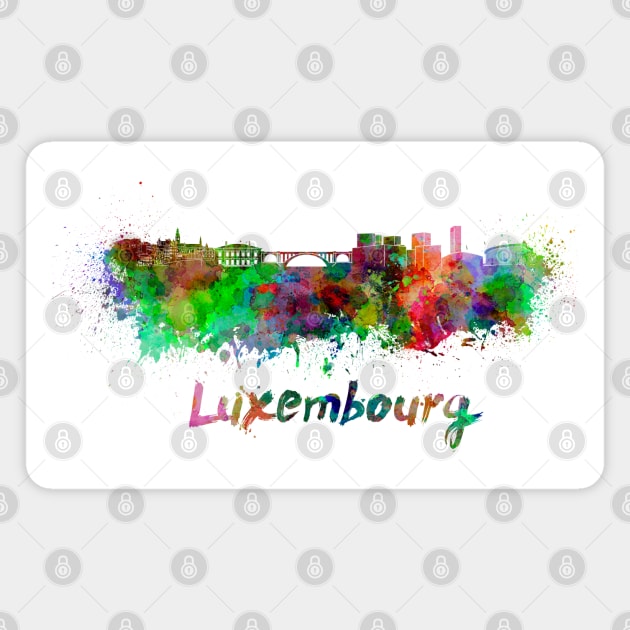 Luxembourg skyline in watercolor Magnet by PaulrommerArt